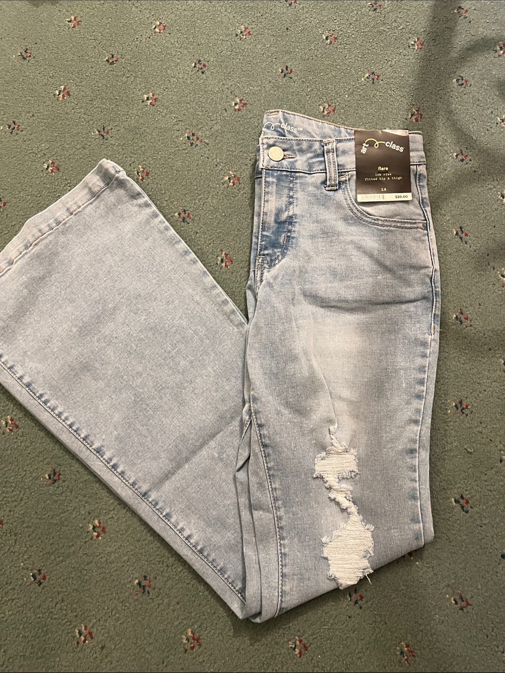 NEW a new day Light Blue High-Rise Flare Jeans with Distressed Knee